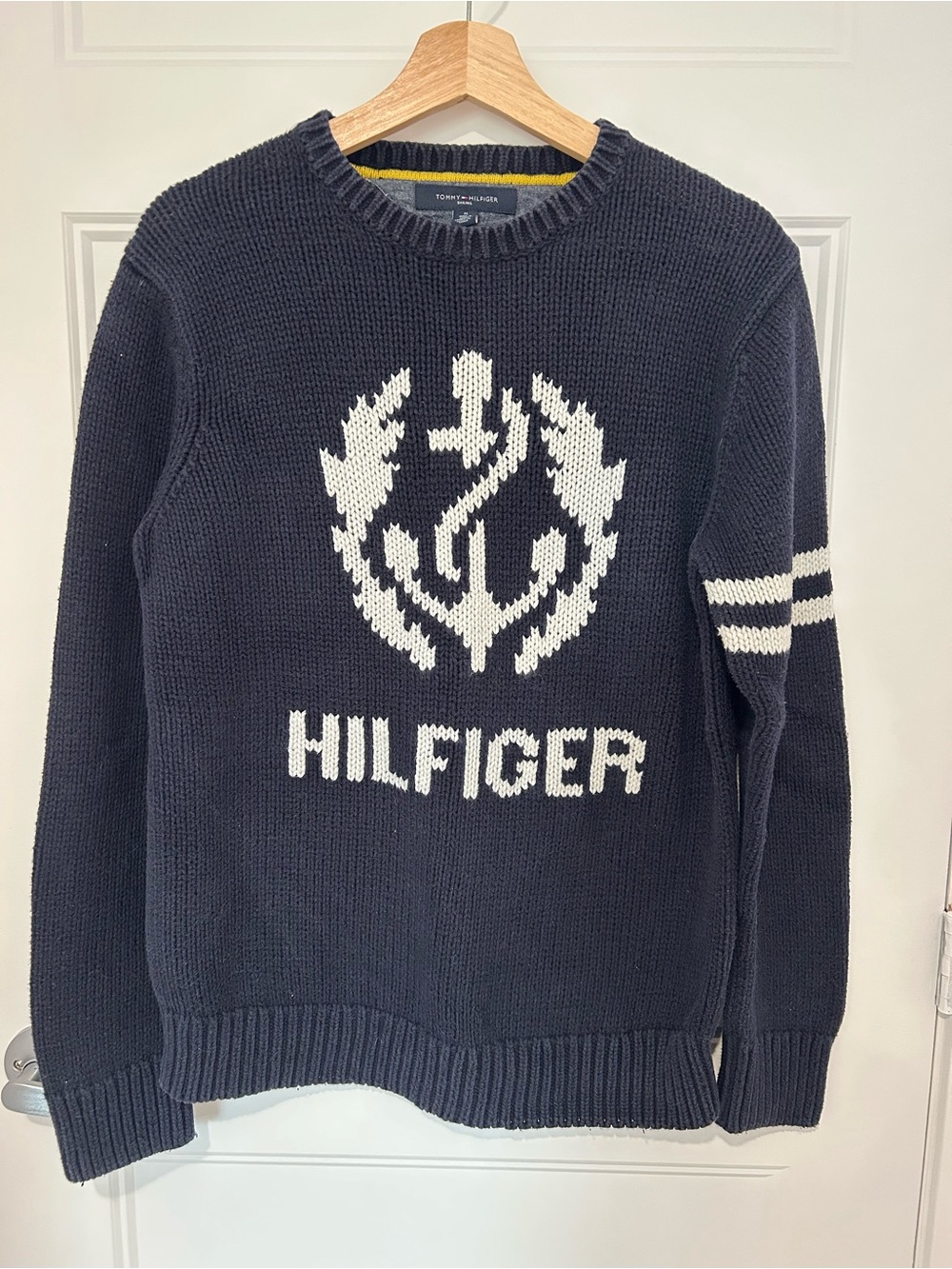TOMMY HILFIGER NAVY COTTON KNIT SWEATER SIZE M